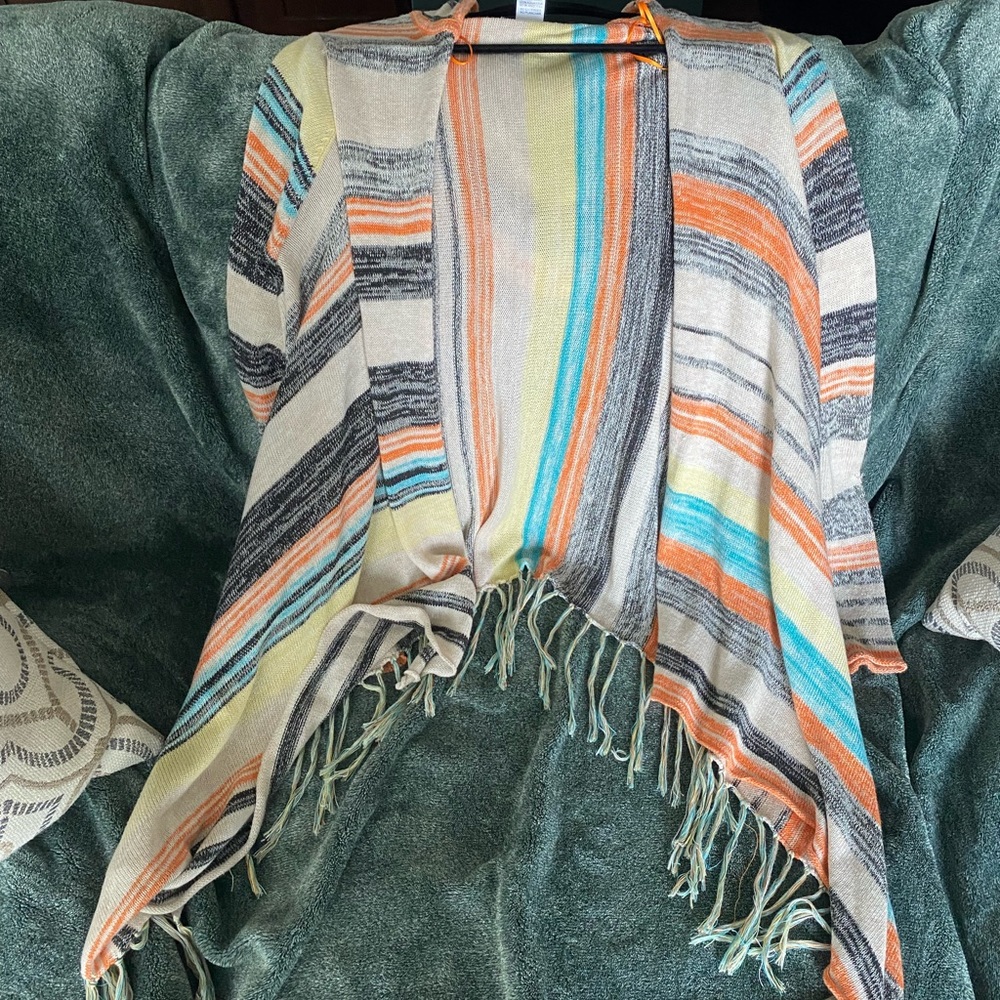Multicolor fringe cardigan